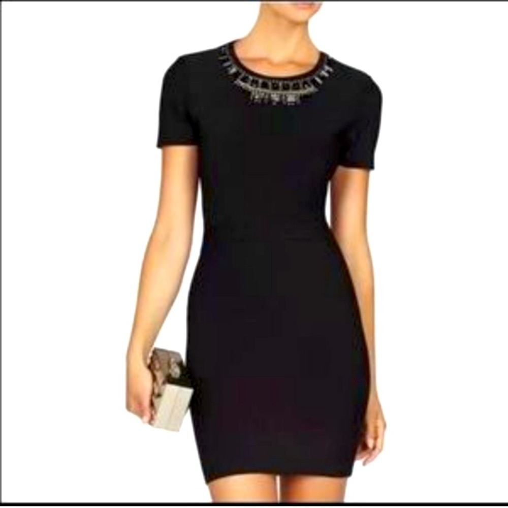 BCBGMAXAZRIA Kaylen Beaded Embellished Cutout Mini Dress Women’s Size M
